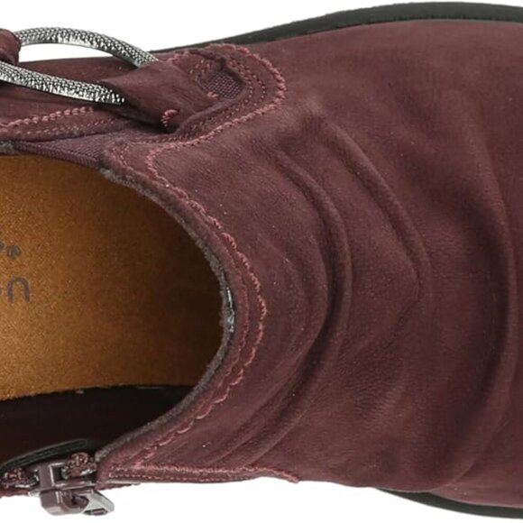 Women's Ankle Boot Nubuck Leather Burgundy 5.5 Comfort Cushioned Heel - Picture 5 of 7